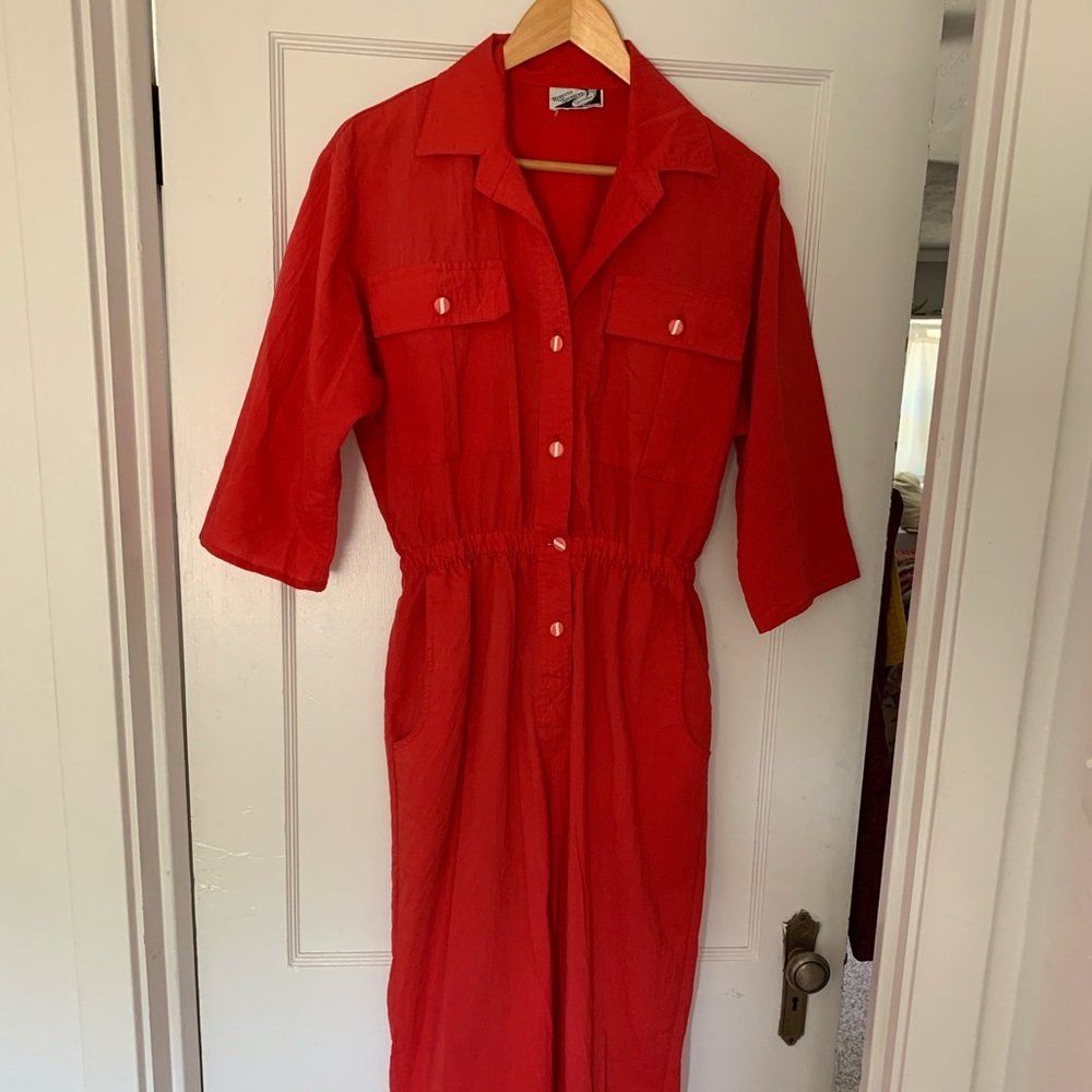 Small, red, vintage, jumpsuit, Rebecca Stessens